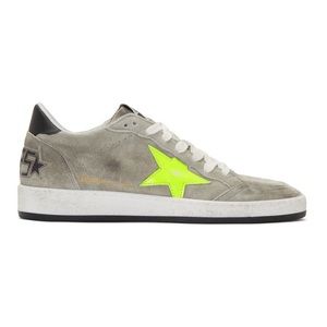 Golden Goose Grey and Yellow Suede Ball Star